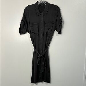 Eileen Fisher 100% Silk Belted Shirt Dress Size S